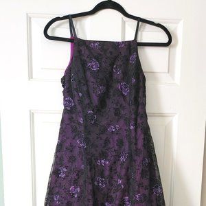 Vintage Prom Dress- Purple with Rose details